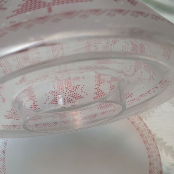 Festive Red and White Glass Shade with Plate. Y1 - Picture 4 of 4